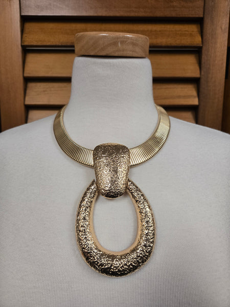 Molten Crest Doorknocker Statement Necklace Set