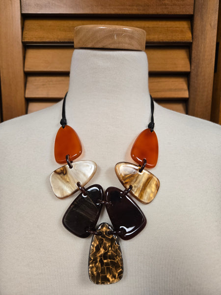 Golden Ember Resin Link Necklace