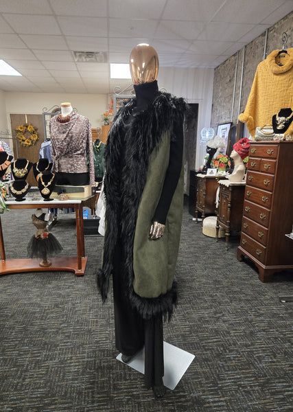 Clocked in Glamour Faux Fur Trimmed Long Vest