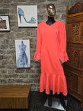 Rhinestone Embellished Scuba Dress with Scallop Neckline