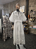Rhinestone Embellished Luxe Floral Puff Sleeve Maxi Dress