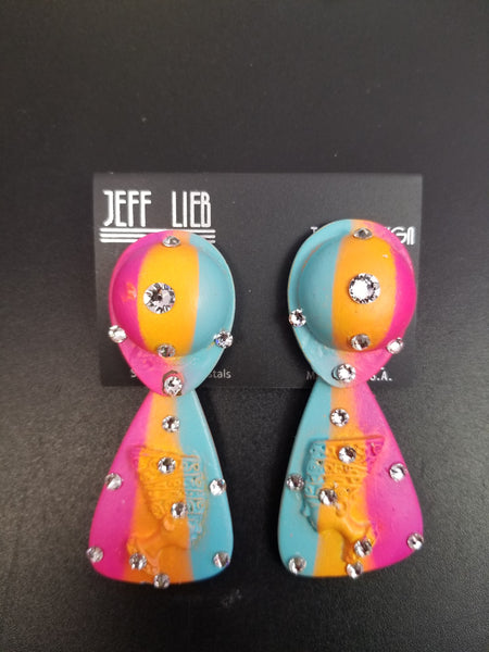 Jeff Lieb Tri-Colored Resin Clip-On Earrings (6569779200051)