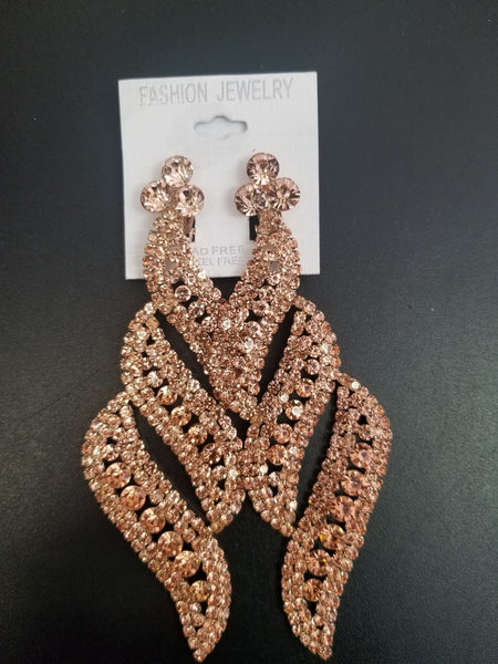 Rhinestone Swirl Statement Clip-On Earrings (6581471117363)