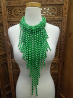 Green Pearl Fringe Necklace Set (6581457158195)