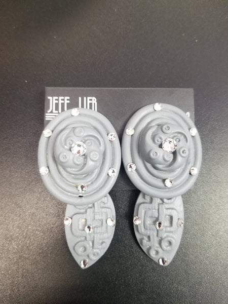 Jeff Lieb Matte Grey Resin Clip-On Earrings (6586767605811)