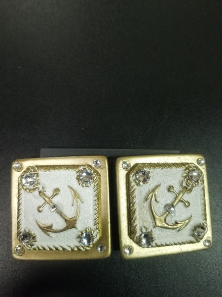 Jeff Lieb Cream and Gold Anchor Clip-On Earrings (6598732480563)