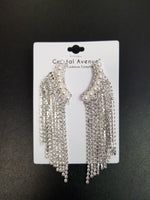 Silver Pearl Fringe Ear Climber Earrings (6720745930803)