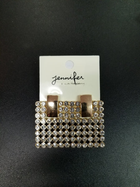 Gold Bubble Stone Rectangle Earrings (6725210439731)