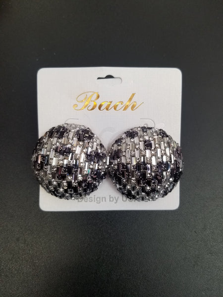 Black and Silver Crystal Dome Earrings (6724778786867)