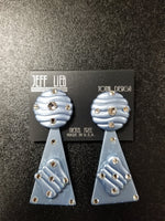 Jeff Lieb Ice Blue Wavy Clip-On Earrings (6819459170355)