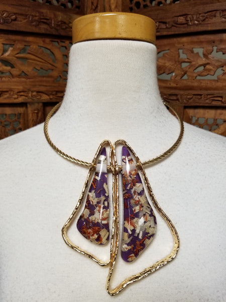 Purple Confetti Abstract Choker Necklace Set (6839221649459)