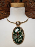 Green and Gold Confetti Pendant Necklace Set (6859105828915)