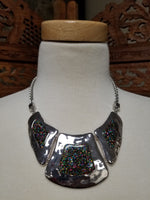 Silver and Glitter Stone Necklace Set (6859103535155)