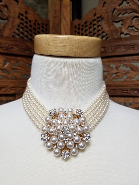 Pearl Cluster Necklace Set (6874801537075)