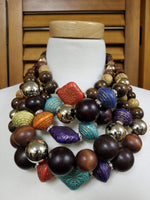 Chunky Wood Statement Necklace Set (6878252761139)