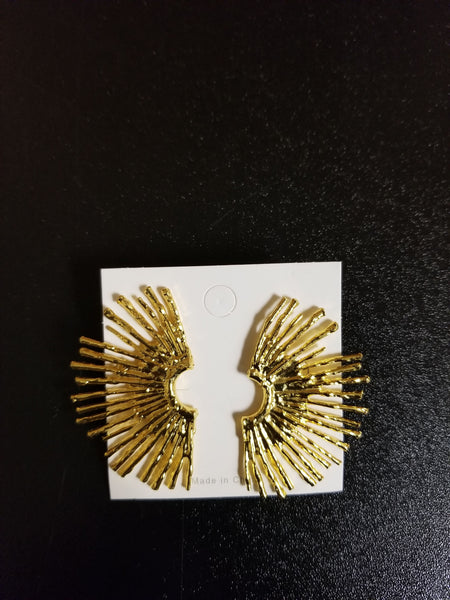 Gold Sunburst Metal Earrings (6892340314163)