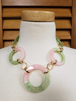 Pink and Green Multi-Ring Necklace Set (6897920409651)