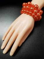Three Layer Orange Pearl Stretch Bracelet (6897927028787)