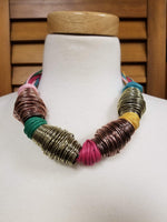 Metal Coil and Multi-Colored Cord Necklace Set (6903535370291)