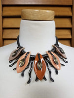 Brown Abstract Multi-Stone Resin Necklace Set (6906858668083)