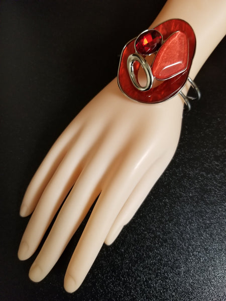 Acrylic and Stone Cuff Bracelet (6906859814963)