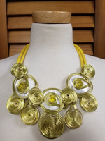 Yellow Wire and Coil Swirl Necklace Set (6912180387891)