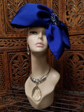 Harriet Rosebud Royal Blue Brooch and Bow Fascinator (6912193265715)