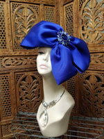 Harriet Rosebud Royal Blue Brooch and Bow Fascinator (6912193265715)