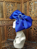 Harriet Rosebud Royal Blue Brooch and Bow Fascinator (6912193265715)