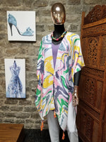 Multi-Colored Brushstroke Kimono With Tassels (6912182812723)