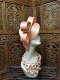 Harriet Rosebud Peach Rhinestone & Abstract Ribbon Fascinator (6913020067891)